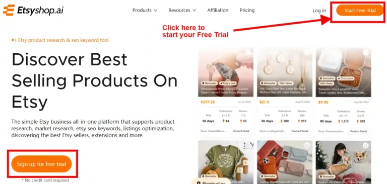 Etsyshop.ai Free Trial 2024 ➵ Get 200 Free Credits